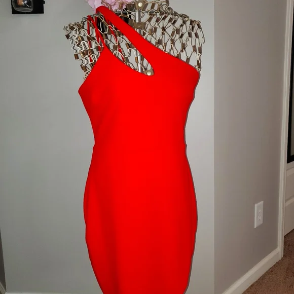 blue dress for baby girl Ribbed Bodycon Midi Dress Plus Size Red / X-Large main image 0